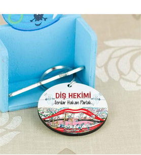 Diş Hekimi Kırmızı Tasarım Anahtarlık