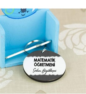 Matematik Öğretmenine Hediye Siyah Tasarım Anahtarlık