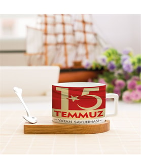 15 Temmuz Türk Bayrağı Stantlı Fincan
