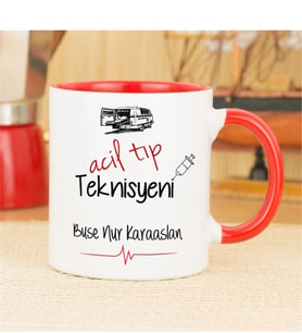 Acil Tıp Teknisyeni ATT Kupa Bardak - Kırmızı