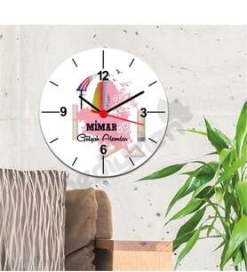 Mimar Pembe Tasarım Duvar Saati