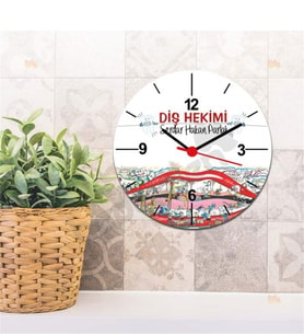 Diş Hekimi Kırmızı Tasarım Duvar Saati