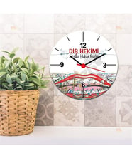 Diş Hekimi Kırmızı Tasarım Duvar Saati