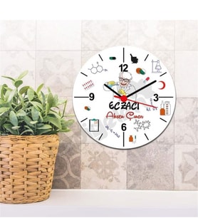 Eczacı Kırmızı Tasarım Duvar Saati