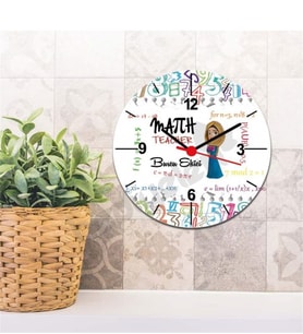 Math Teacher Baş Örtülü Figür Duvar Saati