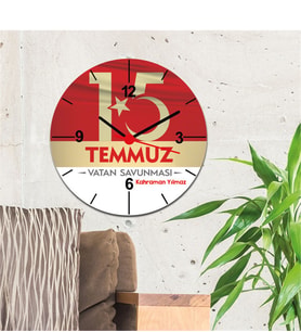 15 Temmuz Türk Bayrağı Duvar Saati
