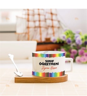 Sınıf Öğretmenine Hediye Kalem Tasarım Stantlı Fincan