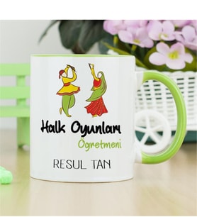 Halk Oyunları Öğretmenine Hediye Kupa Bardak - Yeşil