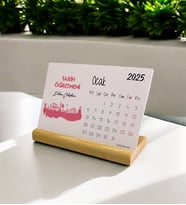2025 Tarih Öğretmenine Hediye Pembe Tasarım Masa Takvimi