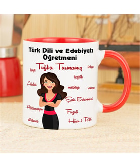 Türk Dili Ve Edebiyatı Öğretmenine Hediye Kupa Bardak Kırmızı