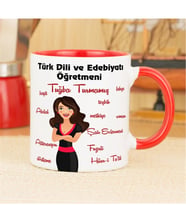 Türk Dili Ve Edebiyatı Öğretmenine Hediye Kupa Bardak Kırmızı