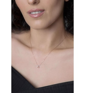 Elika Silver  Kadın Üç Boyutlu N Harfi Rose Kaplama 925 Ayar Gümüş Kolye
