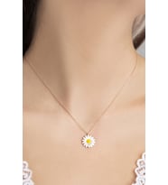 Elika Silver Mineli Papatya Model 925 Ayar Gümüş Kolye