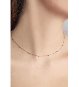 Elika Silver Top Zincirli Rose Kaplamalı 925 Ayar Gümüş Kolye