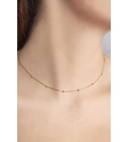 Elika Silver Top Zincirli Rose Kaplamalı 925 Ayar Gümüş Kolye
