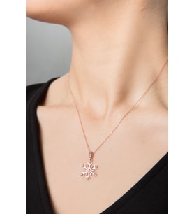 Elika Silver Kadın Kartanesi Model Zirkon Taşlı 925 Ayar Gümüş Kolye