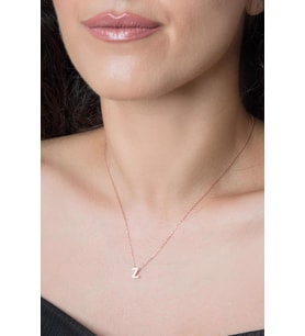 Elika Silver  Kadın Üç Boyutlu Z Harfi Rose Kaplama 925 Ayar Gümüş Kolye