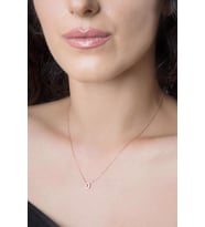 Elika Silver  Kadın Üç Boyutlu D Harfi Rose Kaplama 925 Ayar Gümüş Kolye