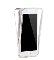 Microsonic iPhone 7 Plus Kılıf 6 tarafı tam full koruma 360 Clear Soft (Beyaz)