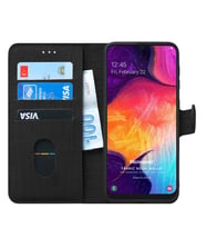 Microsonic Samsung Galaxy A50 Kılıf Fabric Book Wallet (Siyah)