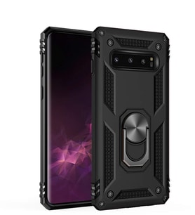 Microsonic Samsung Galaxy S10 Kılıf Military Ring Holder (Siyah)