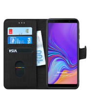 Microsonic Samsung Galaxy A7 2018 Kılıf Fabric Book Wallet (Siyah)