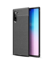 Microsonic Samsung Galaxy Note 10 Kılıf Deri Dokulu Silikon (Siyah)