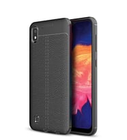 Microsonic Samsung Galaxy A10 Kılıf Deri Dokulu Silikon (Siyah)
