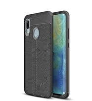 Microsonic Huawei P Smart 2019 Kılıf Deri Dokulu Silikon (Siyah)