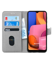 Microsonic Samsung Galaxy A20s Kılıf Fabric Book Wallet (Gri)