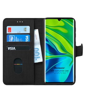 Microsonic Xiaomi Mi Note 10 Pro Kılıf Fabric Book Wallet (Siyah)