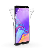 Microsonic Samsung Galaxy A7 2018 Kılıf 6 tarafı tam full koruma 360 Clear Soft (Beyaz)