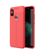 Microsonic Xiaomi Mi 8 Kılıf Deri Dokulu Silikon (Kırmızı)
