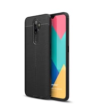 Microsonic Oppo A9 2020 Kılıf Deri Dokulu Silikon (Siyah)
