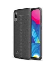 Microsonic Samsung Galaxy M10 Kılıf Deri Dokulu Silikon (Siyah)
