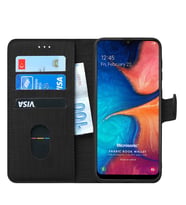 Microsonic Samsung Galaxy A20 Kılıf Fabric Book Wallet (Siyah)