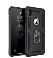 Microsonic Apple iPhone X Kılıf Military Ring Holder (Siyah)