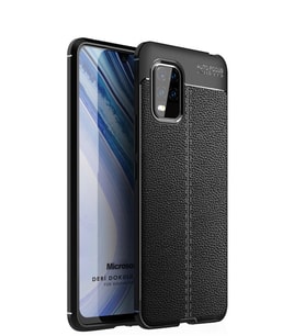 Xiaomi Mi 10 Lite Kılıf Deri Dokulu Silikon (Siyah)
