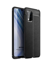 Xiaomi Mi 10 Lite Kılıf Deri Dokulu Silikon (Siyah)
