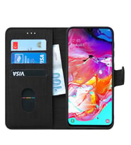 Microsonic Samsung Galaxy A70 Kılıf Fabric Book Wallet (Siyah)