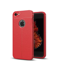 Microsonic Apple iPhone 5 / 5S Kılıf Deri Dokulu Silikon (Kırmızı)