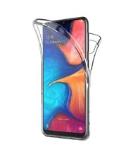 Microsonic Samsung Galaxy A20 Kılıf 6 tarafı tam full koruma 360 Clear Soft (Beyaz)