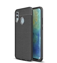 Microsonic Huawei Honor 10 Lite Kılıf Deri Dokulu Silikon (Siyah)