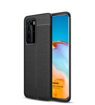 Microsonic Huawei P40 Pro Kılıf Deri Dokulu Silikon (Siyah)
