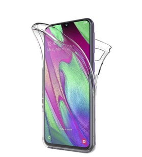 Microsonic Samsung Galaxy A40 Kılıf 6 tarafı tam full koruma 360 Clear Soft (Beyaz)