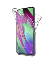 Microsonic Samsung Galaxy A40 Kılıf 6 tarafı tam full koruma 360 Clear Soft (Beyaz)