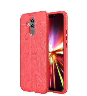 Microsonic Huawei Mate 20 Lite Kılıf Deri Dokulu Silikon (Kırmızı)