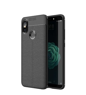 Microsonic Xiaomi Mi 8 SE Kılıf Deri Dokulu Silikon (Siyah)