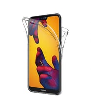 Microsonic Huawei P20 Lite Kılıf 6 tarafı tam full koruma 360 Clear Soft (Beyaz)