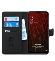 Microsonic Oppo A5S Kılıf Fabric Book Wallet (Siyah)